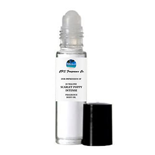 SCARLET POPPY INTENSE For Women Type Hypoallergenic Pure Perfume Body Oil Roll On 1/3oz (10ml) CPS Fragrance Co. Impression made with Pure essential Oils + Organic Fractionated Coconut Oil