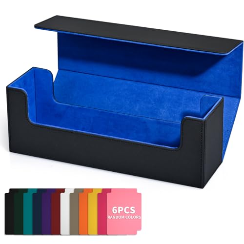 UAONO Card Storage Box, Premium Commander Deck Box Holds 1800+ Single Sleeved Trading Cards, PU Leather Card Deck Case Fits MTG Yugioh TCG Magic Game Cards (White&Purple)