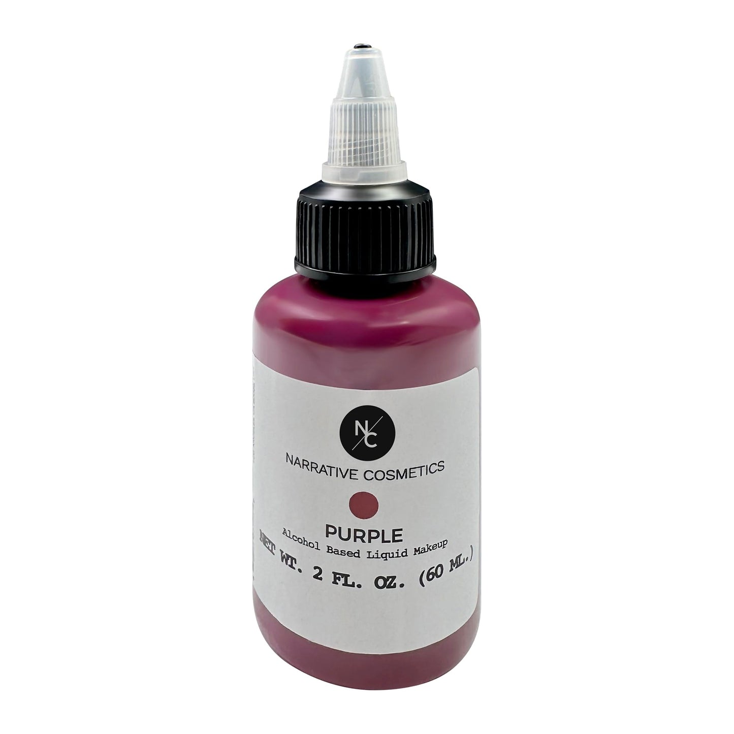 Narrative Cosmetics FX Alcohol Airbrush Paints - 2 fl oz, Skin Safe, Quick Dry, Waterproof, Sweatproof, Transferproof Liquid Makeup for Bodypainting, Theater, FX Makeup, Film and TV - Purple