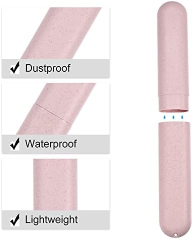 VOCOSTE 4pcs, Traveling Toothbrush Holders Case, PP Toothbrush Case for Travel Business, Beige, Pink, 8.07''x1.22''x0.83''