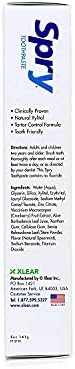 Spry Natural Xylitol Toothpaste 5oz for Adults and Kids - Fluoride Free, Gentle for Sensitive Teeth Whitening and Remineralizing, Breath Freshening, Mouth Moisturizing, Spearmint (Pack of 2)