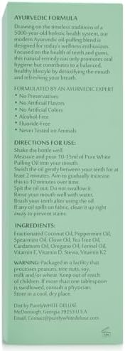 PurelyWHITE Coconut Pulling Oil - Mouthwash Mint Oil Pulling, Coconut Oil Pulling for Teeth, Pulling Oil for Teeth Whitening & Healthier Teeth & Gums - Alcohol-Free Freshens Breath W/ 7 Essential Oils