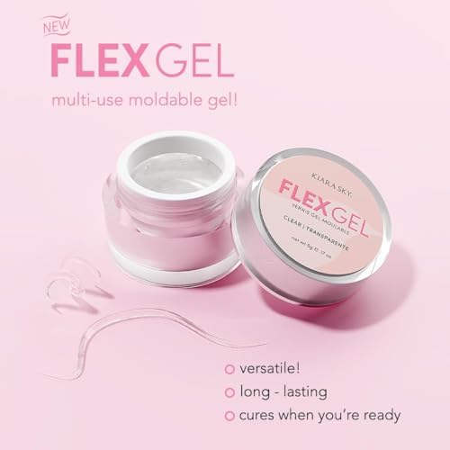 Kiara Sky Flex Gel - Clear Nail Art Gel for Molding, Sculpting and Glam Nail Decorations - 5g