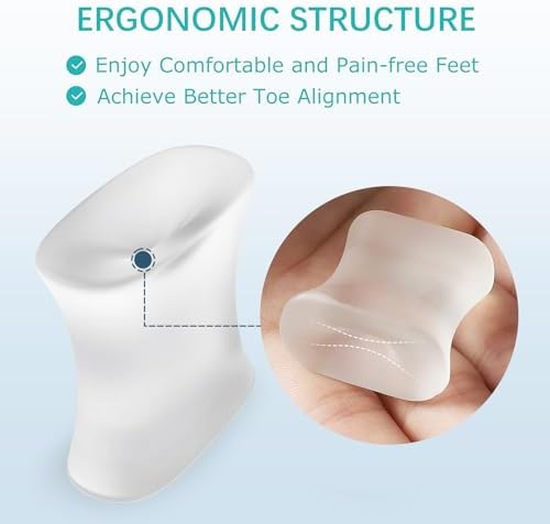 Upgraded Gel Toe Separators - 12 Pack Aloe Vera Extract Infused Silicone Toe Spacers for Straightening Overlapping Toes, Bunions, Calluses – Bunion Corrector for Men and Women(Medium Size)