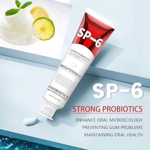 Sp-6 Probiotics Whitening Toothpaste, Sp-6 Ultra Whitening Toothpaste, Enhanced Formula with Enamel-Safe, Fluoride-Free, Fresh Breath Mint Flavor for Oral Health (2)