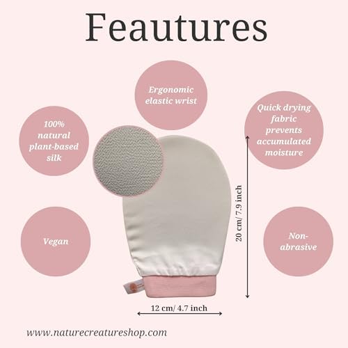 – Vegan Silk Exfoliating Glove (2pcs) for Face, Body, and Hands | Natural Body Scrubber for Dead Skin Removal | Exfoliating Mitt Eco-Friendly, Perfect for Spa, Bath, and Shower