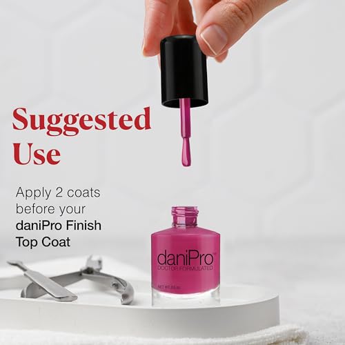 daniPro Doctor Formulated Nail Polish Lovely Lady deep pink Fingernail Polish & Toenail Polish, 0.5 oz with Undecylenic Acid, Biotin & Vitamins - Vegan Formula for Healthy Nails - Made in the USA