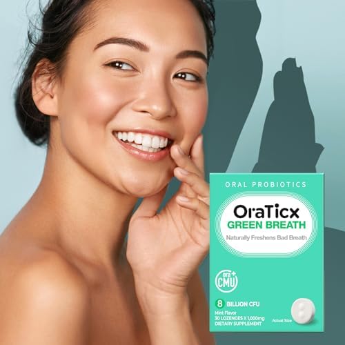Green Breath Oral Care Probiotics, Naturally Support Freshens Bad Breath & Healthy Mouth, Dental Probiotic Supplement 8 Billion CFU, Mint Flavor 30 Lozenges 1-PK