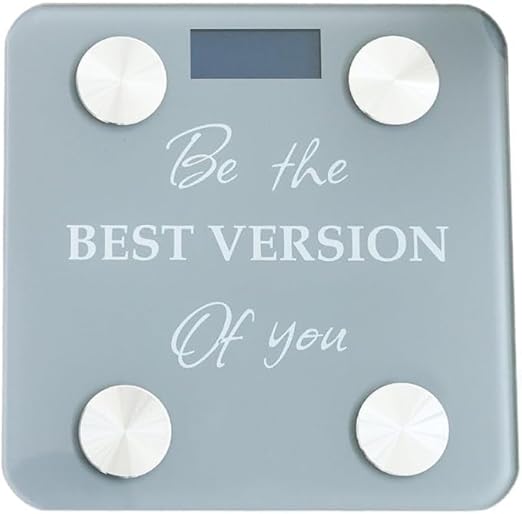 Smart Scale - Digital Bathroom Scale with BMI & Body Fat Monitor, Health Analyzer, 400 lbs Capacity, Smartphone App Compatible (Be The Best Version of You, Grey)