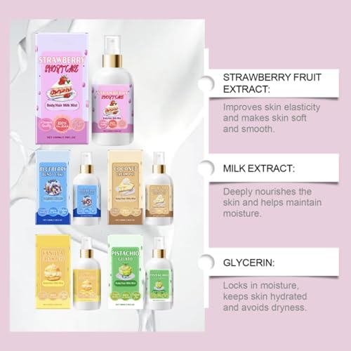 Vanilla Cream Puff Body Milk Mist, Scentnity Body/Hair Milk Mist, Sweet Milk Body Mist, Body Milk Mist Vanilla Creampuff, Vanilla Cream Puff Hair and Milk Mist, Vanilla Body Milk (200g, Straw+Vanilla)