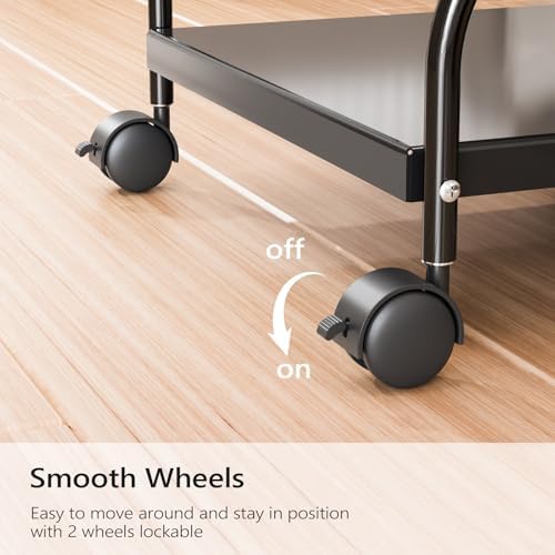 Pedicure Cart Foot Bath Trolley, Salon Nail Esthetician Trolley Cart, 3 Adjustable Height PU Cushion, Portable trolley for Foot Rest Manicure Massage, Beauty Spa Supplies, Black
