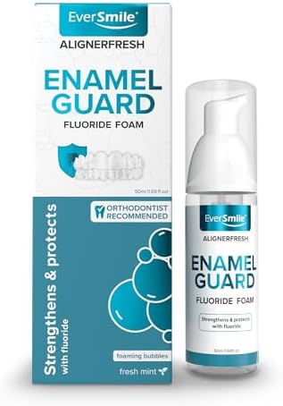 EverSmile AlignerFresh Enamel Guard Fluoride Foam – Aligner & Retainer Cleaner/Whitener with Enamel Protection – Strengthens, Protects & Whitens Teeth, Eliminates Bacteria – Fresh Mint, 1 Pack (50ml)