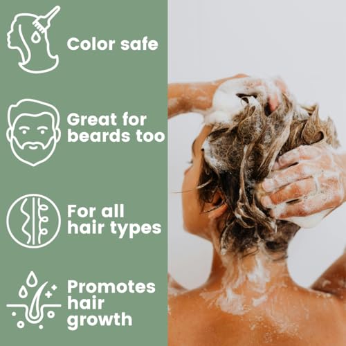 Pure Rosemary Natural Shampoo Bar - Volumizing, Strengthening, Thickening Solid Hair Growth Soap, Made in USA with Rice Protein, Caffeine, Castor Oil, and Ginger, Organic for Women, Men