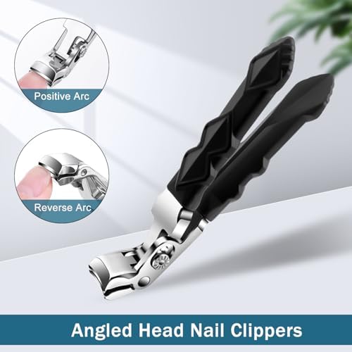 Clipmaster Pro Nail Clippers for Seniors, Clip Master Pro Toenail Clippers, Long Handled Ergonomic Curved Toenail Clippers for Seniors, Wide Jaw Thick Toenail Clipper Men Women, 2 PCS