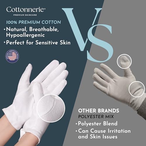 Cotton Gloves for Dry Hands Sleeping, Moisturizing Gloves Overnight, Hand Moisturizer Gloves, Moisture Gloves for Dry Hands Overnight, Sleeping Gloves, Eczema Gloves, Large 8 Pair