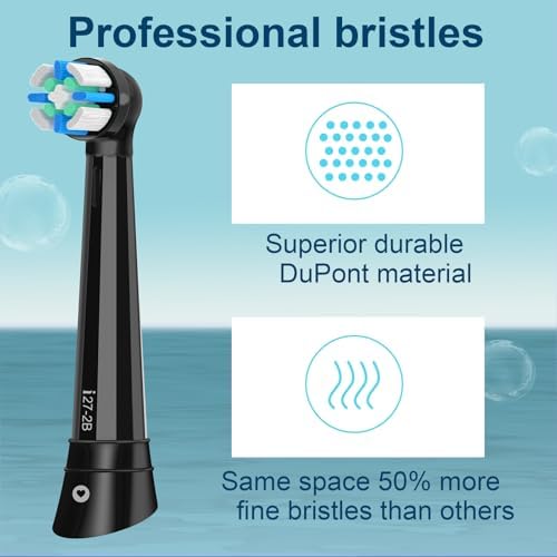 12PCS Replacement Heads Compatible with Oral B iO 3 4 5 6 7 8 9 10 Series Electric Toothbrush,Toothbrush Heads Compatible with Braun Oral B iO Replacement Heads with Medium Bristles,Black/White