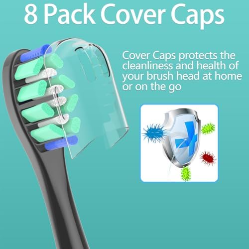 Replacement Heads Compatible with Sonicare Toothbrush, Replacement Brush Head for Philips Sonicare Electric Toothbrush 4100 5100 6100 9900 C2 W3 and More Snap-on Handles (8white+8black)