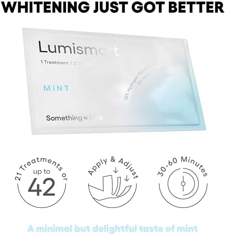 Something Nice Lumismart Whitening Strips - Dentist-Designed, Enamel Safe, up to 42 Treatments with Smart Adjust - Teeth Whitening Strips in Mint for Sensitive Teeth
