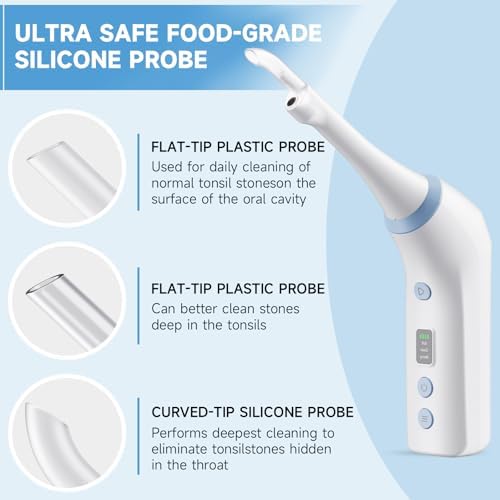 Electronic Tonsil Stone Remover with Camera, Tonsil Stone Removal Kit, 3 Suction Levels, Tonsil Stone Vacuum, Oral Care for Mouth Health, USB Rechargeable