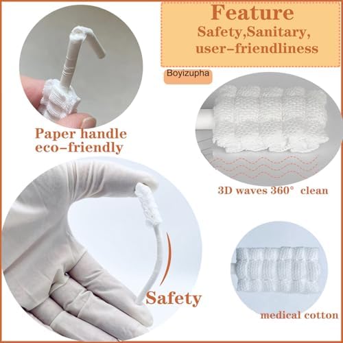 100 Pcs Baby Disposable Gauze Toothbrush,Baby Tongue Cleaner Newborn,Infant Mouth Oral Care Cleaning Swabs for 0-36 Month
