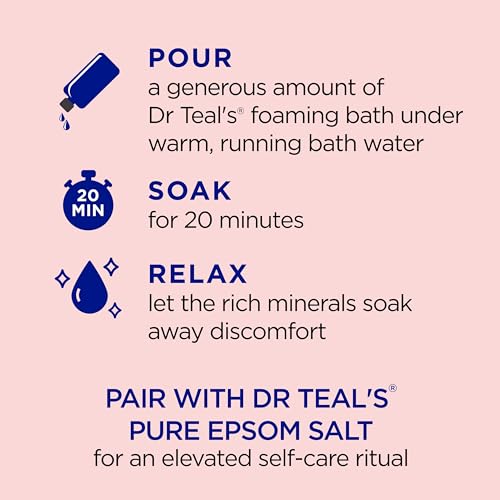 Dr Teal's Foaming Bath with Pure Epsom Salt, Ashwagandha, 34 fl oz (Pack of 4)