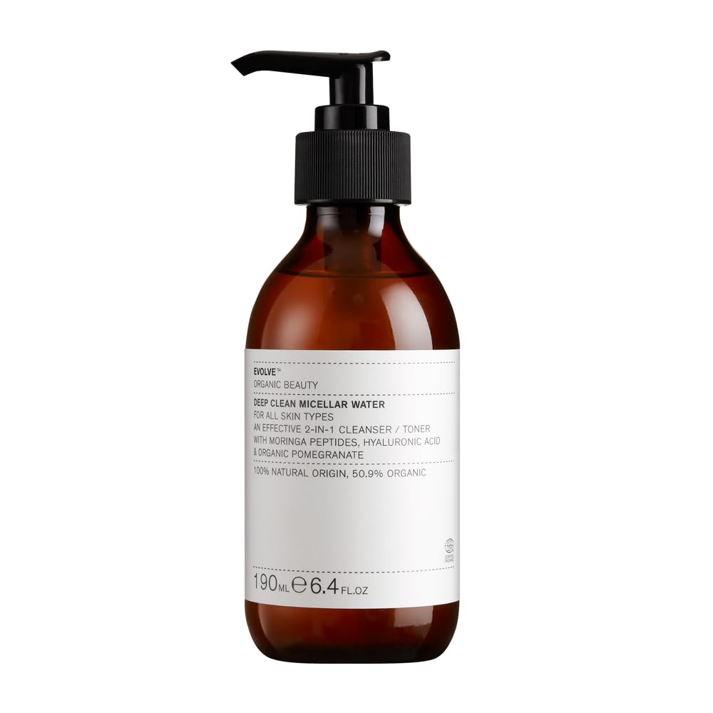 Evolve Organic Beauty - Natural Deep Clean Micellar Water | Small-Batch, Vegan Clean Beauty (6.4 fl oz | 190 mL) Packaging May Vary