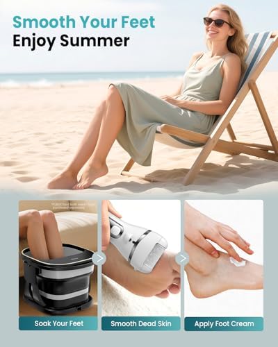 Electric Foot Callus Remover with 10000 RPM Motor and 3-Speed Settings, Foot File Kit with LED Light and Display for Women’s Home Pedicure, Waterproof Foot Grinder with Type-C Charging
