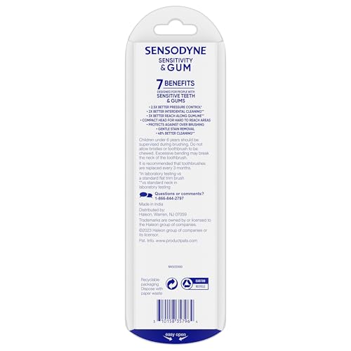 Sensodyne Sensitivity & Gum Soft Toothbrush Designed for Sensitive Teeth, 4-Pack