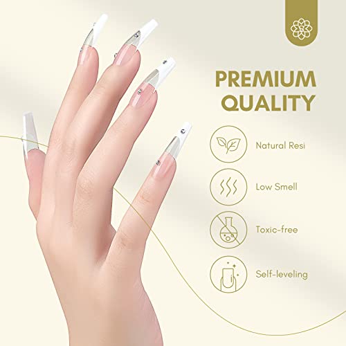 SAVILAND Builder with Air Cushion Design, Clear Hard Gel for Extension, Builder Base &Strengthener Art Manicure Set with 100pcs Forms and Acrylic Brush