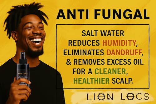 Lion Locs Starter Twist and Lock Spray for New Dreadlocks | Vegan Sea Salt Mist with Essential Oils & Aloe (4oz)