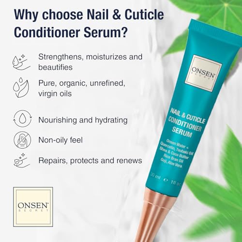 Onsen Nail & Cuticle Cream Treatment w/Japanese Tsubaki, Jojoba & Lavender Oil, Shea Butter – Strengthens Nails, Softens Cuticles - Daily Repair Care (1 Count/30 ml)