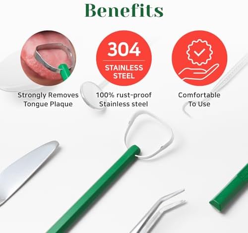 Euthymol 304 Stainless Steel Tongue Scraper – Reduces Bad Breath, Removes Tongue Plaque, Improves Oral Hygiene, Easy to Use & Clean