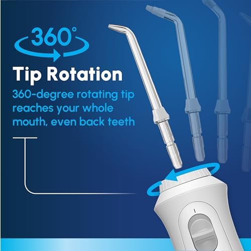 Waterpik Cordless Pearl Rechargeable Portable Water Flosser for Teeth, Gums, Braces Care and Travel with 4 Flossing Tips - ADA Accepted, WF-13 White, Packaging May Vary