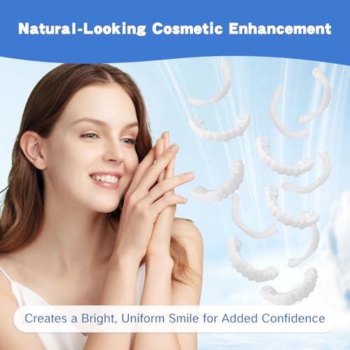 3 Pairs Fake Dentures Temporary Denture Teeth Snap-On Top and Bottom Teeth Covers for Men and Women Instant Confidence Smile Fix Easy-to-Use Fake Teeth for Missing or Broken