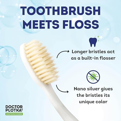 MOUTHWATCHERS Soft Flossing Toothbrushes for Adults, Value 8 Pack, Ultra Clean Manual Toothbrush Set for Sensitive Teeth & Gums, by Dr. Plotka, Assorted Colors