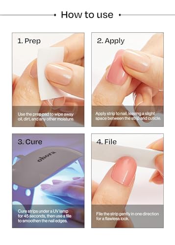 ohora Semi Cured Gel Pedicure Strips (P Vintage Wood) - Works with Any Pedi Lamps, Salon-Quality, Long Lasting, Easy to Apply & Remove - Includes 2 Prep Pads, Pedi File & Wooden Stick