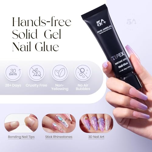 Tipex Instant Apex Nail Tips – Pre-Etched Acrylic Hard Gel Tips Kit for Flat Nails, Long Coffin Deep C Curve, Full Cover Press-On Nails for Beginners, UV Glue & LED Lamp Set