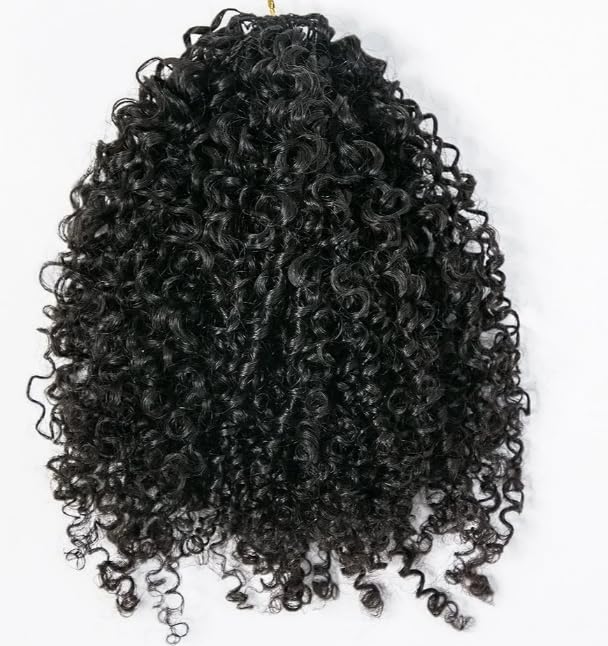 Afro Kinky Curly Knotless Pre-Separated Crochet Hair Extensions Kinky Curly Feather Hair Extensions Afro Kinky Curly Feather Line Hair 100% Human Hair Natural Color 18 Inch 120g