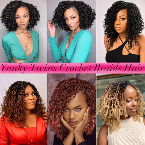 Unionbeauty 8 Inch Pre-looped Yanky Twist Crochet Hair 8Packs 30 Strands/PCS Pre-twisted Passion Twist Crochet Hair Micro Spring Twist Crochet Hair Ombre Brown Synthetic Crochet Hair Extensions 1B/30#