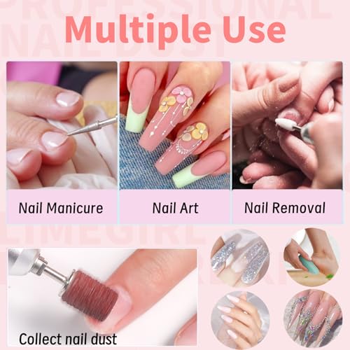 Limegirl Nail Dust Collector for Acrylic Nail, with 2*Reusable Nail Filter, Nail file and Cleaning Brush, Powerful Nail Dust Extractor with Upgraded Dust Collector Nail Tech for Nail Polishing (Pink)
