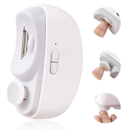 3 in 1 Electric Nail Clipper, Automatic Nail Clippers 2 Speeds with Led Light & USB Rechargeable Safety Fingernail Trimmer for Baby Kids Adults Seniors (White)