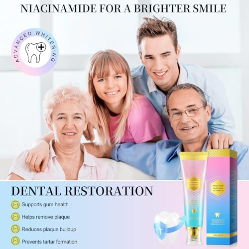 2Pack Niacinamide Whitening Toothpaste, Niacinamide Intensive Toothpaste, Fresh Breath, Remove Tooth Stains, 7.6 Oz