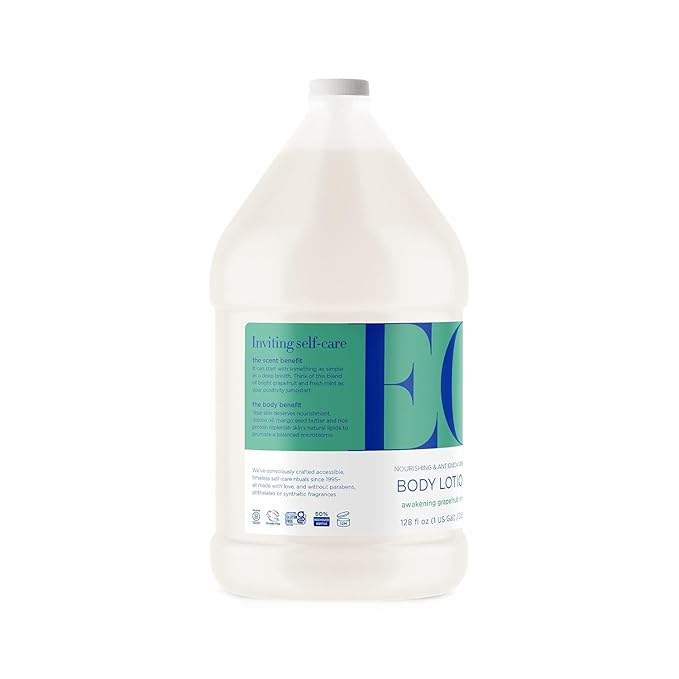 EO Body Lotion Refill, 1 Gallon, Grapefruit and Mint, Organic Plant-Based, Botanical Extracts, Vitamin E with Pure Essential Oils
