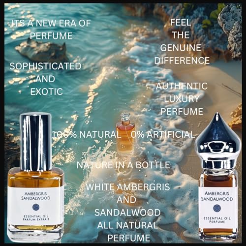 White Ambergris And Mysore Sandalwood Essential Oil Attar 8 ml. (8 grams) No Alcohol Vegan Clean All Natural No Synthetics