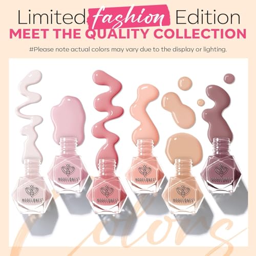 modelones Nail Polish 6 Colors Neutral Nude Set Nude Pink Spring Summer Quick Dry Mini Finger Bulk Manicure Diy Nail Art Home Salon Gift For Women Girl
