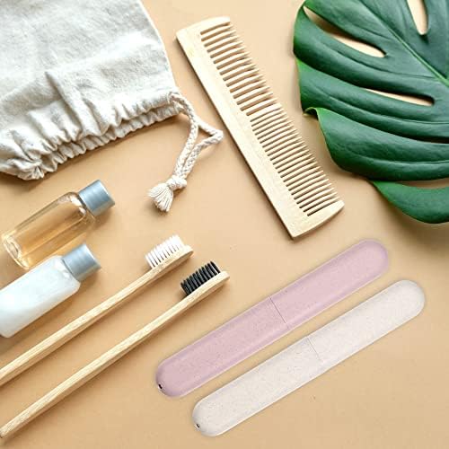 VOCOSTE 4pcs, Traveling Toothbrush Holders Case, PP Toothbrush Case for Travel Business, Beige, Pink, 8.07''x1.22''x0.83''