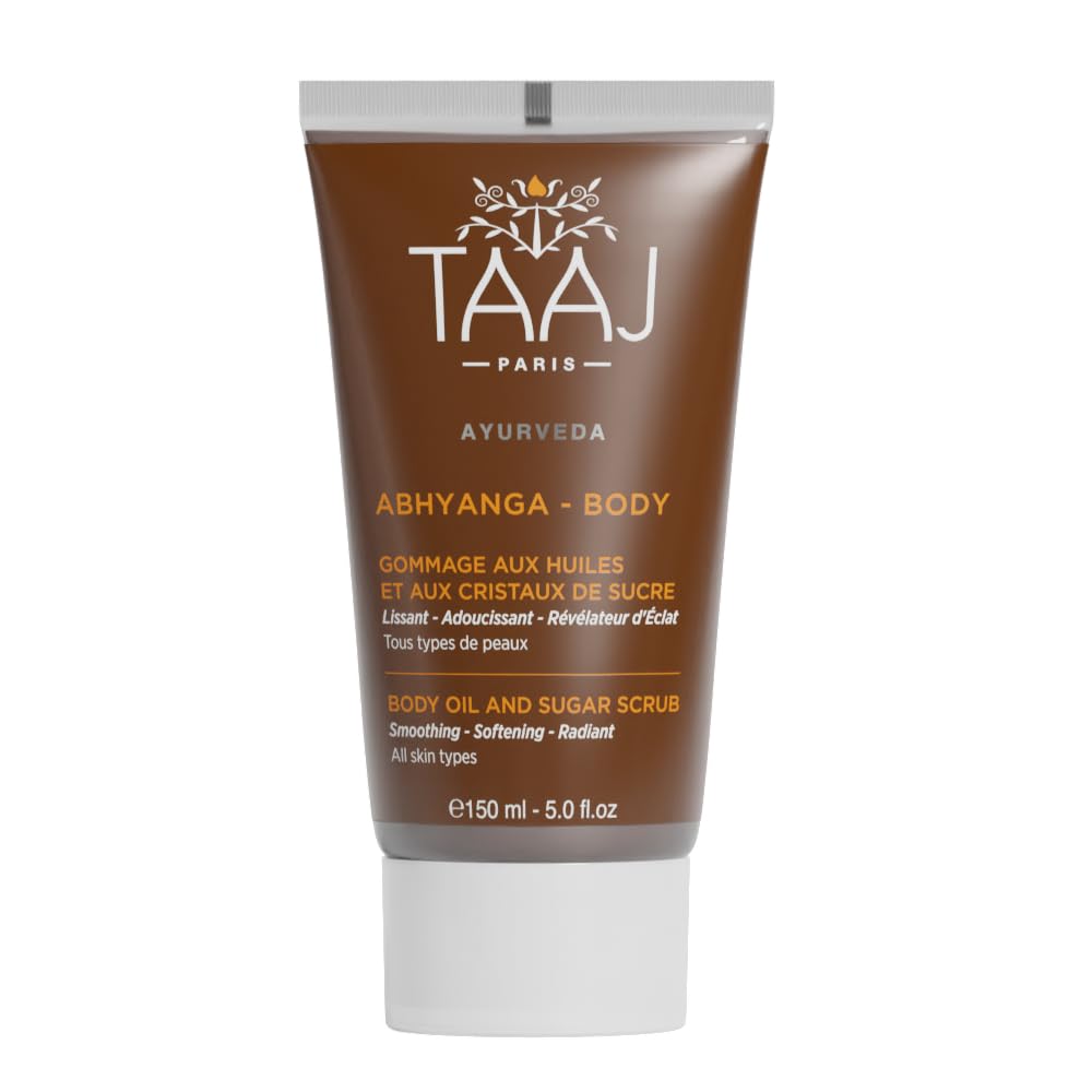 | Face & Body Scrub with Oils & Sugar Crystals | Gentle Exfoliation & Cleansing | Smooths, Softens & Boosts Radiance | Ayurvedic-Inspired Skincare | Nourishing oils | 87% natural| 5.1 fl oz