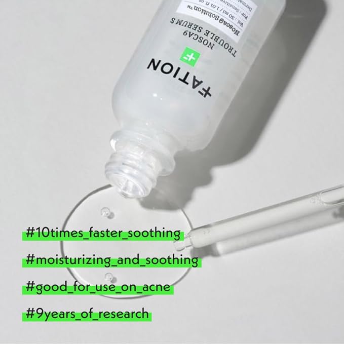 Nosca9 Soothing Serum Set - Serum and Cream for Sensitive Skin | Ceramide & Centella for Barrier Repair & Hydration | Korean Acne Skincare Routine (30ml+5ml+5ml)