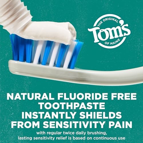 Tom's of Maine Fluoride-Free Rapid Relief Sensitive Toothpaste, Fresh Mint, 4 oz. 3-Pack (Packaging May Vary)