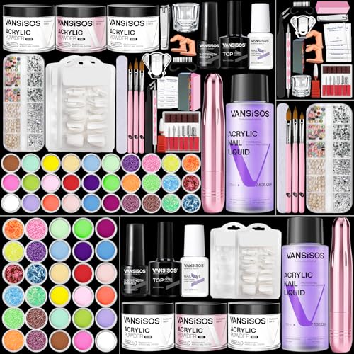 Acrylic Nail Kit for Beginners with Everything: Professional Nail Kit with Drill and Acrylic Powder Liquid Set Decoration Supplies Manicure DIY Salon Women Christmas Gift